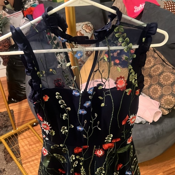 City Studios Junior's size 3 ruffled, embroidered dress. Hook at back, zipper - Picture 6 of 6